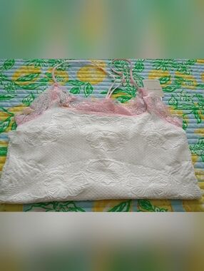 NWT Free People Pink Lace Floral Tank Top